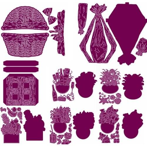 Flower Pot Basket Fruit Animals Wine Bottle Metal Cutting Dies Crafts Card Album Making Scrapbooking Hot Sell Dies 2019