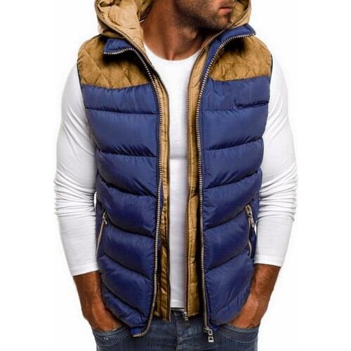 Mens Warm Sleeveless Jacket Casual Cotton Vest Hooded Jacket Down Jacket Winter Jacket