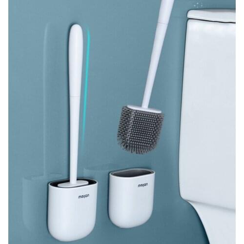 Silicone Toilet Brush Set Free Punch Wall-Mounted Cleaning Brush Household No Dead Corner Cleaning Toilet Brush Bathroom Tool