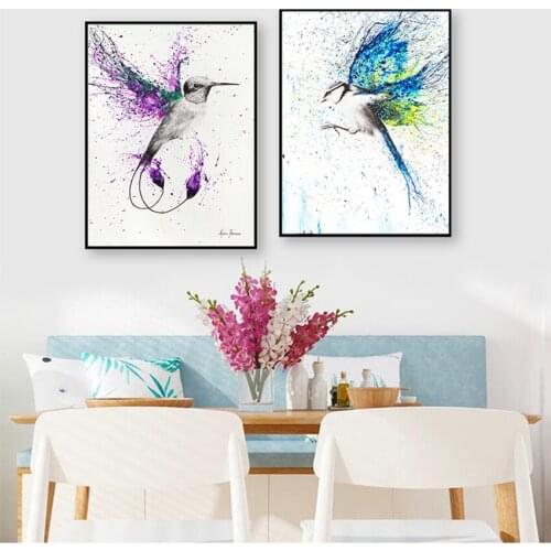 Prints Wall Art Pictures For Living Room Home Decor Flying Birds Color Bright Abstract Wings Canvas Painting Modern Posters And