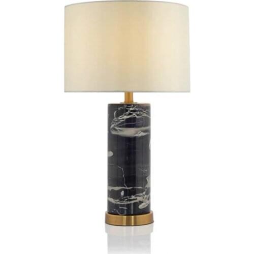 Nordic Classical Marble Base Linen Lampshade Desk Lamps for Study Room Bedroom Beside Lamp Office Table Decor LED Book Light E27