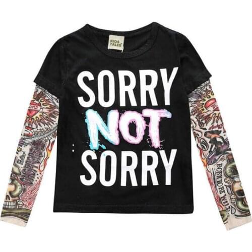 2019 Baby Boys Clothes Cotton Long Sleeve T-Shirts Children Tees Novelty Tattoo Sleeve Baby Girls Tops Spring Toddler Kids Tops