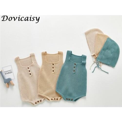 Autumn Baby Knitting Suit sleeveless Air Conditioning Romper One-piece Clothes For Girls With Cap Baby Girls Clothes