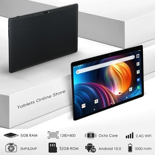 Global 10 Inch Tablet Android 10.0 Octa Core 6GB RAM 1280x800 HD Screen 4G LTE Network WiFi Bluetooth 5000mAh GPS Media Pad