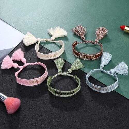 Embroidery Woven Tassel Bracelets for Women Braided Handmade Adjustable Bracelet Friendship Wristband Girl Jewelry Holiday Gift