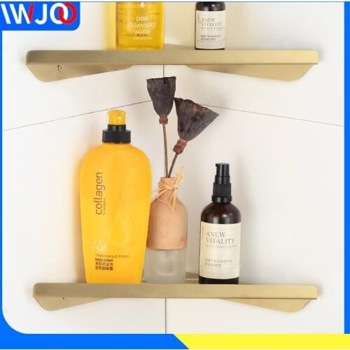 Bathroom Shelf Organizer Brushed Gold Stainless Steel Bathroom Shelves Shower Storage Rack Wall Mounted WC Shampoo Corner Basket