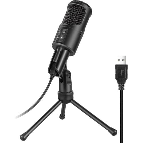 Wired Microphone USB Microphone Condenser ABS Desktop Live Broadcast Equipment Computer Mic for PC Online Meeting HD Vocal