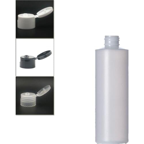 250ml empty plastic soft bottle , natural-colored HDPE cylinder round with black/white/transparent Flip Top cap