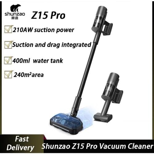 SHUNZAO Z15 Pro Vacuum Cleaner Hair-cutting Design LCD Display 150AW Suction Power Replaceable Battery Dual Rotary Mopping