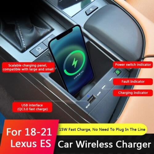 QHCP 15W Fast Charging QI Car Wireless Charger Phone Charger Charging Case Holder Fit For Lexus ES200 300H 2018-2021 Accessories