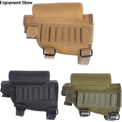 Adjustable Outdoor Tactical Butt Stock Rifle Cheek Rest Pouch Bullet Holder Nylon Riser Pad Ammo Cartridges Bag 19cm x 6cm x13cm