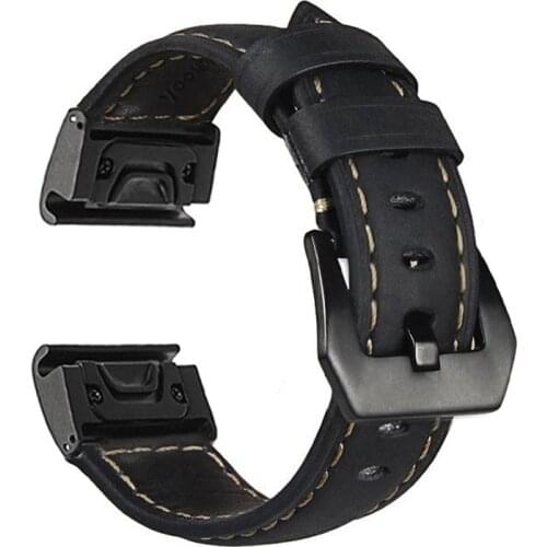 YOOSIDE Fenix 6X/ Fenix 5 Wristband 22mm/26mm Quick Fit Genuine Leather Watch Strap for Garmin Fenix 6X Pro/5 Plus/Instinct