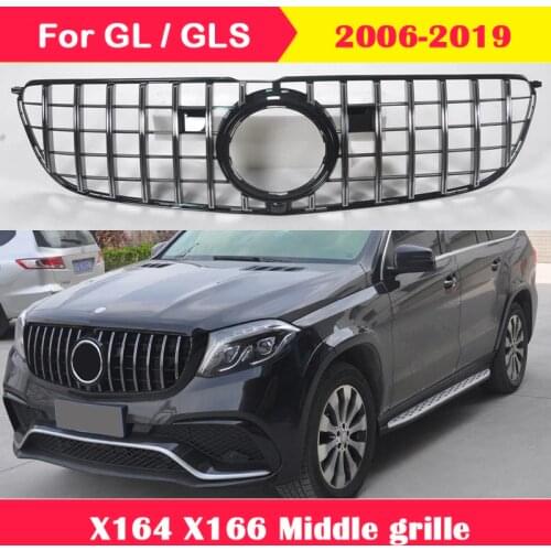 ABS Grill GL350 GL400 GL500 GLS450 for Maybach GT Bumper for Mercedes-Benz GL GLS X164 X166 2006-2019 Vertical Bar Middle grille