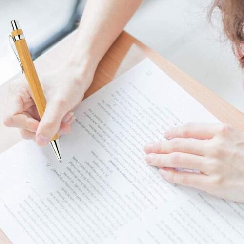 1 PC Smooth Wood-colored Ballpoint Pen Ballpoint Pen Office Blue Durable Business Tool Writing Student Pencil Black Gift E3D7