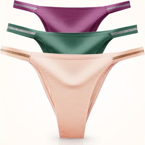 Sexy Seamless Ladies Pantie Ice Silk T Pants Pure Color Elastic Underpants Young Women Girls Underwear No Trace G-String Thongs