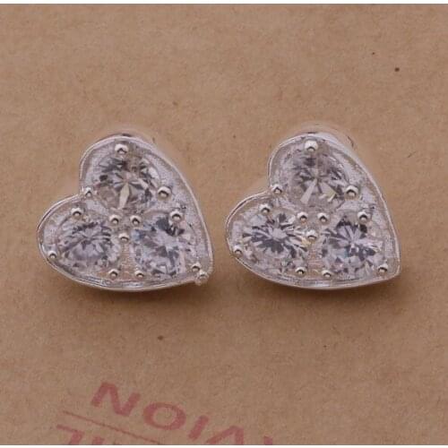 AE180 Hot sterling earrings , fashion jewelry , Heart set stone /cbfaksma alnajcua silver color