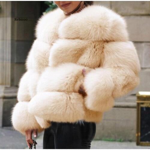 Fur Coats Women Winter New Fashion Pink Faux Fur Coat Elegant Thick Warm Outerwear Fake Fur Jacket Chaquetas Mujer
