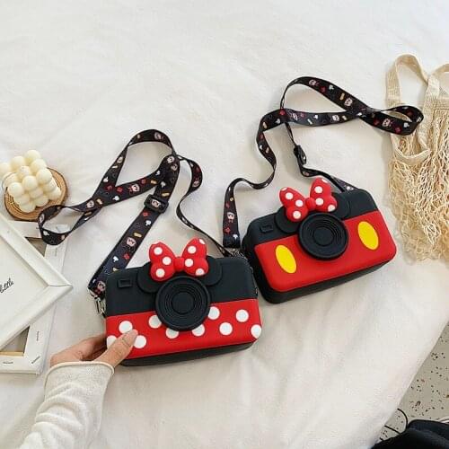 Disney Mickey mouse silicone messenger bag female mobile phone bag childrens coin purse casual lightening shoulder bag