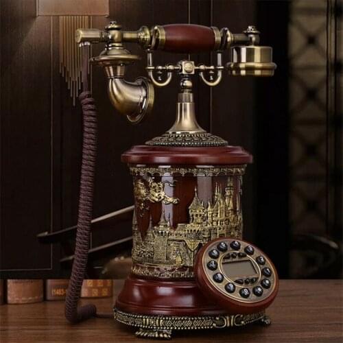 Antique Corded Cylindrical Telephone Resin Fixed Digital Retro Phone Button Dial Vintage Decorative Home Office Landline Phone