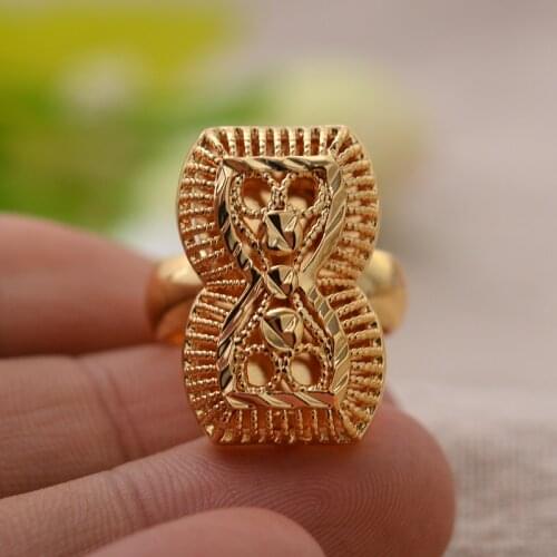 Dubai Wedding Ring for Women Girls Ramadan Middle East Gold Color Arab Free Rings African Jewelry Ethiopian Items