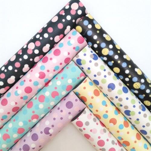 Glitterwishcome Polka Dots Printed Synthetic Leather Faux Fabric Sheets with Felt Backing Accessories Bows DIY 21X29CM GM2076A