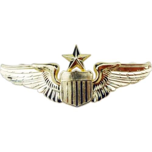 USAF U.S. AIR FORCE SENIOR PILOT AVIATOR METAL WINGS BADGE INSIGNIA PIN BROOCH GOLD