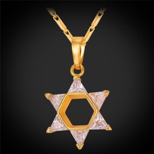 Jewish Jewelry Crystal Star Of David Necklace & Pendant For Women Gold/Silver Colo Pendant AAA+ Cubic Zirconia Gift Jewelry P102