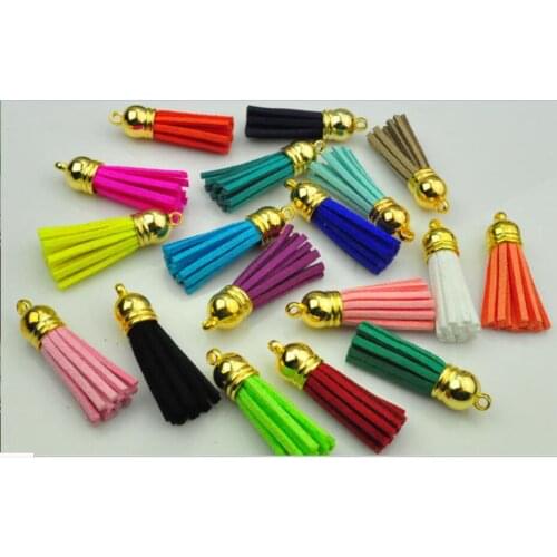 1000pcs 40MM 3colors Plastic Caps Handbag Tassels,Korean Fleece Suede Cord,Chamois Macrame Bag Component Pendant Charm