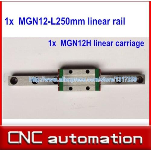 12mm linear guide MGN12 L 250mm linear rail with 1pcs MGN12H linear carriages block for CNC DIY and 3D printer XYZ cnc