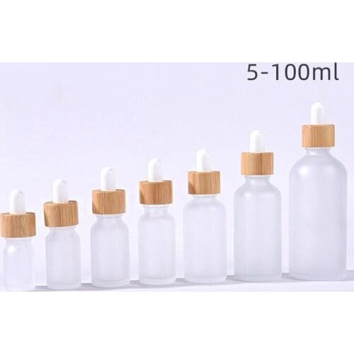 12pcs 5-100ml Dropper Bottle Clear essential oil Glass Aromatherapy Liquid Wood Grain Drop for massage Pipette Bottle Refillable