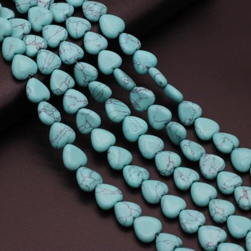 2021 20pcs Natural Blue Turquoises Beads Agates Heart Shape Loose Stone Bead for Making Necklace Bracelet Accessories 10x10x5mm