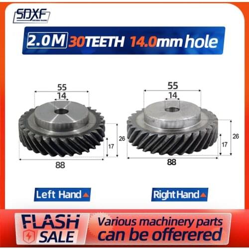 45 degree helical gear, 2M30T, right-hand super torque convex gear, can be matched with left helical gear