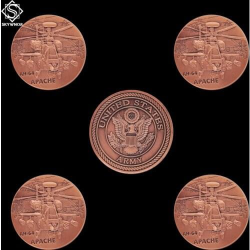 5PCS USA Military Air Force AH-64 Helicopter Challenge Token Coin Custom Coin For Collection