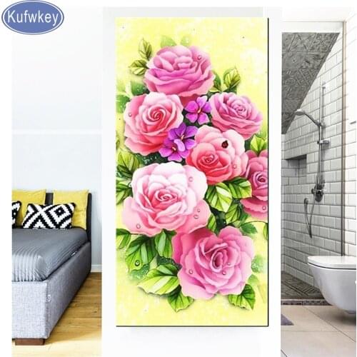 60x120cm Full Square Diamond 5D DIY Diamond Painting Flowers pink peony Cross Stitch Rhinestone Mosaic Painting Home Decor gift
