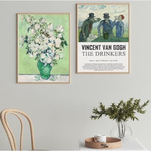 White Roses Botanical Painting Canvas Prints Artwork The Drinkers Exhibition Poster Gallery Wall Art Decor