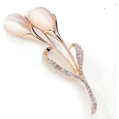 Fashion Opal Stone Flower Brooch Pin Rhinestone Crystal Costume Jewelry Clothes Accessories Bouquet Women Jewelry Brooch Gift