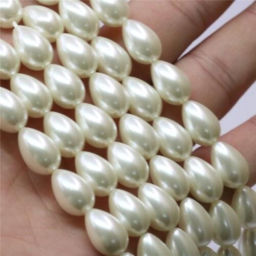 High Quality Artificial Shell Imitation Pearl Beige White 5x7mm 7x9mm 9x13mm Water Drop Loose Beads Jewelry Making 15inch Y727