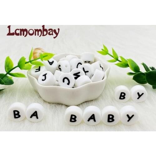 100pcs Silicone 12mm Letter Beads Bpa Free Oblate Molar Beads Baby Teether DIY Baby Pacifier Personalized Accessories Toy