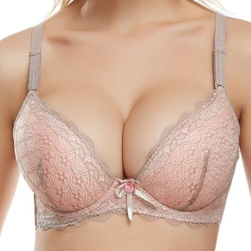 Sexy Women Bras Push Up Underwire Lace Padded Bra Plus Size Female Lingerie Underwear Large Size Bra for Women Brassiere Top100C