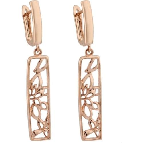 Long Earring 585 Gold Color Vintage Earring Russian style New Fashion Earring For Women Unusual earrings droplets jewelry