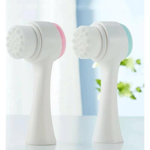 Double Side Silicone Facial Pore Brush 3D Face Cleaning Vibration Massage Skin Scrubber Blackhead Removal Face Washing Tools