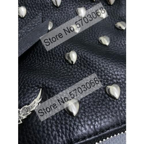 Elfstyle Ladies Love Rivets Decorated Personality Wings Two Chains Messenger Single Shoulder Bag