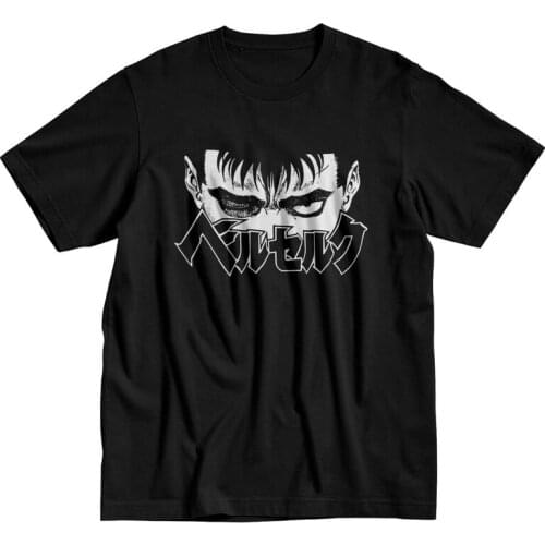 Anime Manga Aku Berserk Tshirt for Men Short Sleeved Summer T Shirt Urban Guts Griffith T-shirt Slim Fit Pure Cotton Tee Apparel