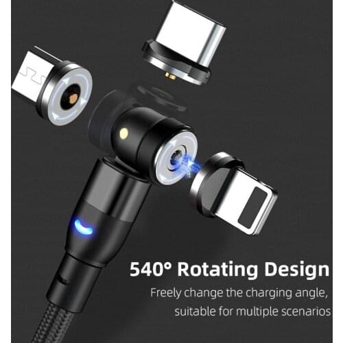 For iPhone 12 11 Xs Xr 7 8 Multi-function Portable Three in One Mobile Phone Data Cable 540 Degree Rotating Magnetic Data Cable