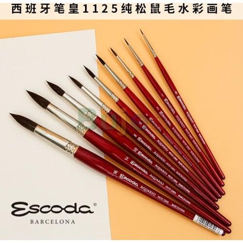 Escoda Aquario Artist Watercolor Brush, Squirrel Hair Round Head Watercolor Brush,Professional Oil Painting Brush,1125Series Set