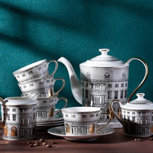 Coffee Cup Set Bone China Coffee Pot Teapots Creamer Sugar Bowl Cups Saucers Tea Sets Teacup sets Home Decoration Accessories