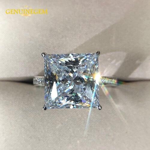 Real Silver 925 Jewelry 12MM lab Moissanite Diamond Wedding Engagement Rings For Women Party Valentines Ring Gifts