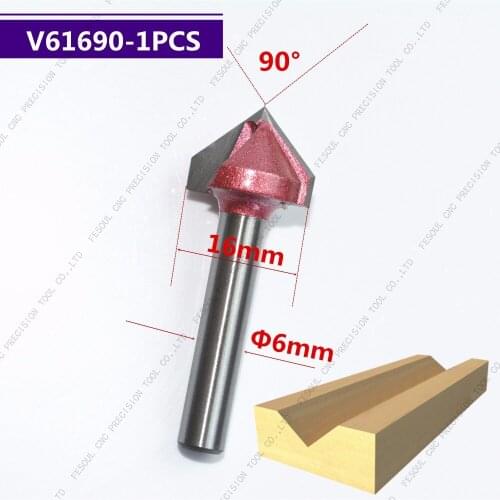 6mm*16mm*90Degree,1pcs,Free shipping CNC Engraving Woodworking Milling Cutter,Tungsten Solid carbide End Mill,3D V Router Bit