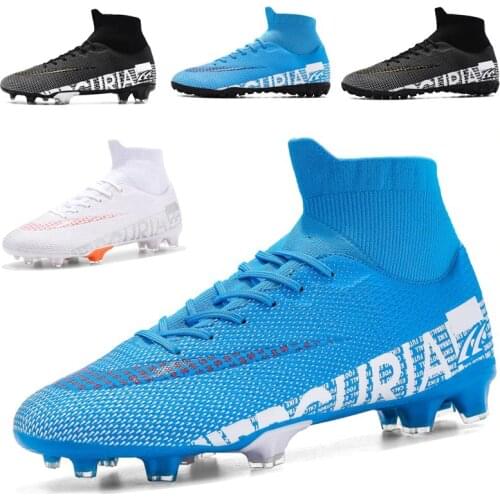 2020 Outdoor Men Boys Soccer Shoes TF/FG Football Boots High Ankle Kids Cleats Training Sport Sneakers Size 35-45 Dropshipping
