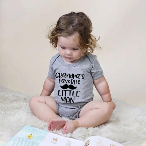 Grandpas Favourite Little Man Baby Bodysuit Summer Newborn Baby Romper Baby Girls Boys Clothes Causal Baby Street Wear Outfits